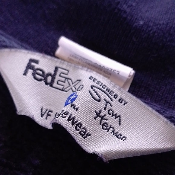 Vintage FedEx Men's Black and Purple Zip-Up Sweater Stan Herman