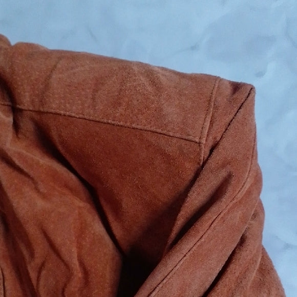 Vintage 80s Leather Sherpa Lined Jacket Shearling Collar