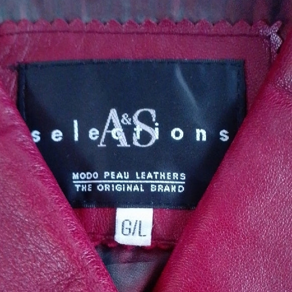 Vintage 90s Women's Red Leather Jacket A&S Selections