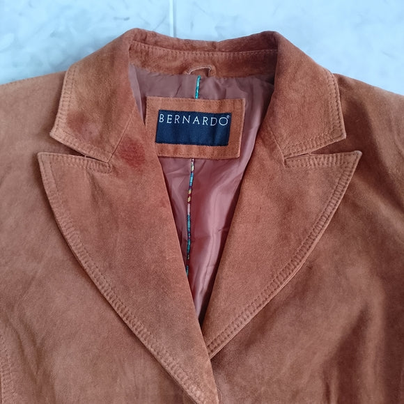 Bernardo Women's Suede Tailored Blazer Jacket in Burnt Orange