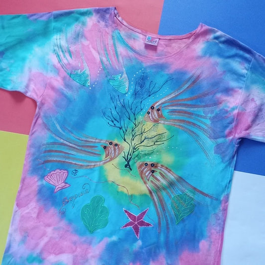 Vintage 90s Fish & Seascape Tye Dye T-Shirt