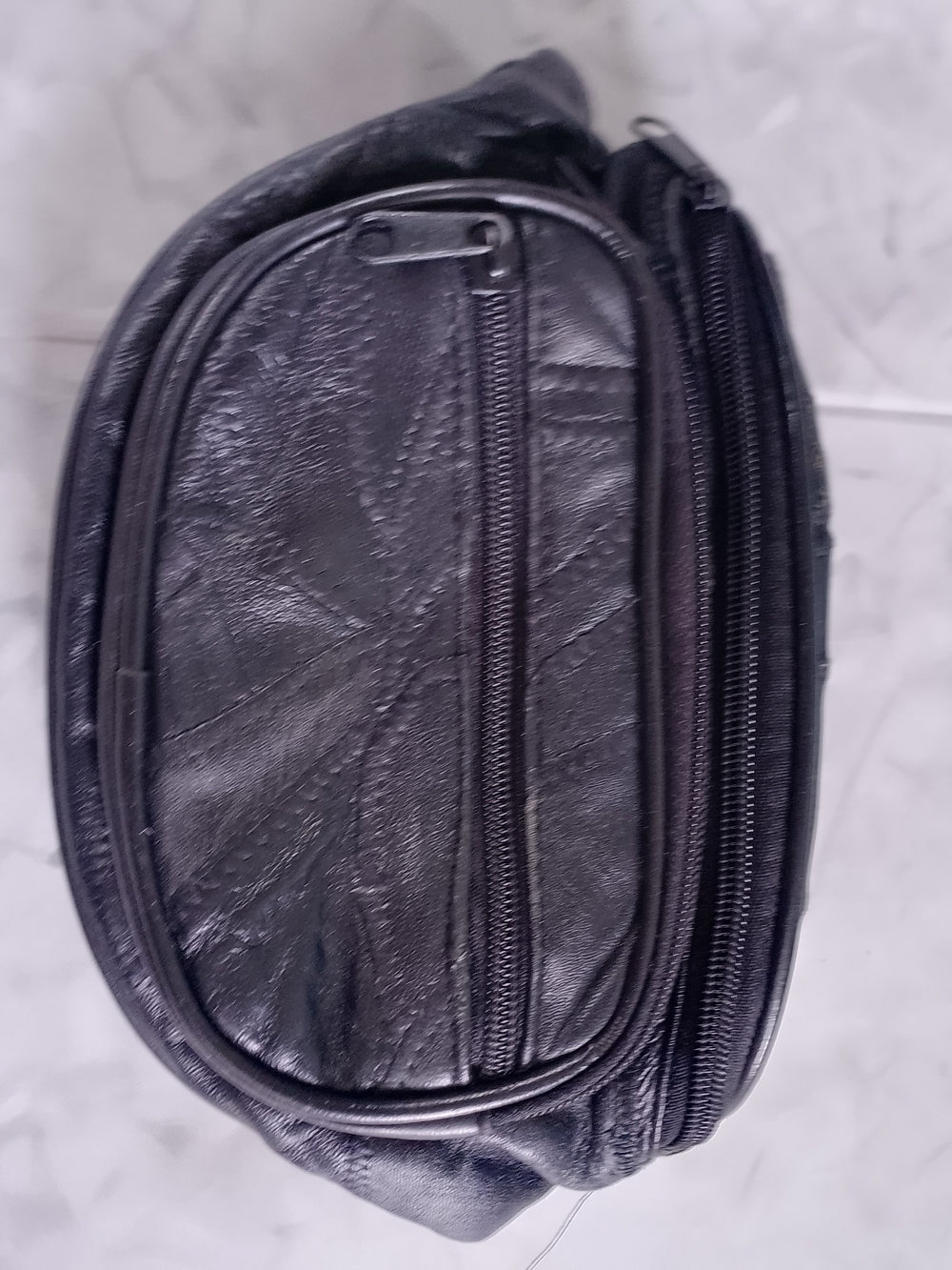 Vintage Black Leather fanny Pack Waist Bag UNISEX