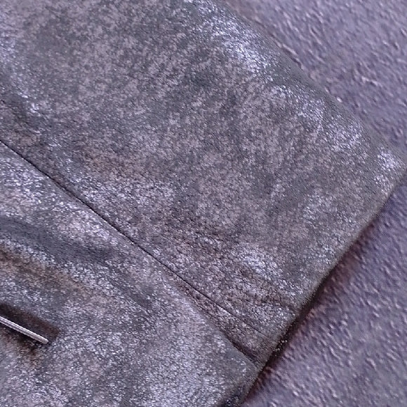 Vintage 90s Metallic Grey Belted Leather Coat
