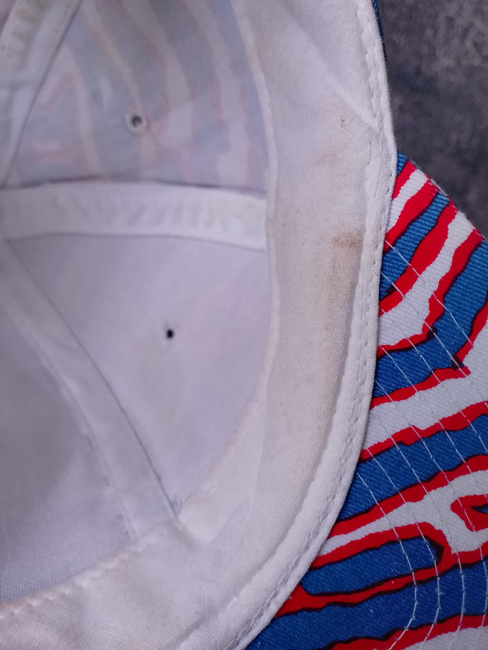 Vintage RED/Blue Zebra Print snap-back Hat