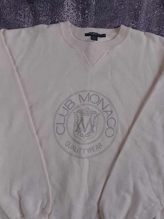 Vintage Club Monaco Cream Logo Crewneck Sweater