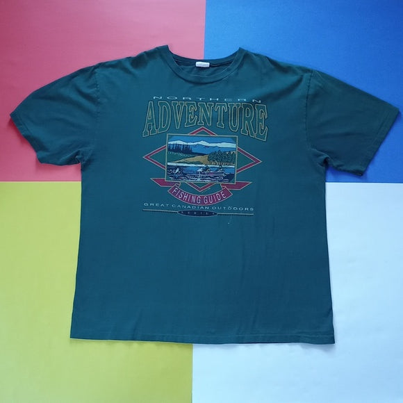 Vintage 1992 Nothern Adventure Fish Guild Fishing Men In Boat Single Stitch Tee