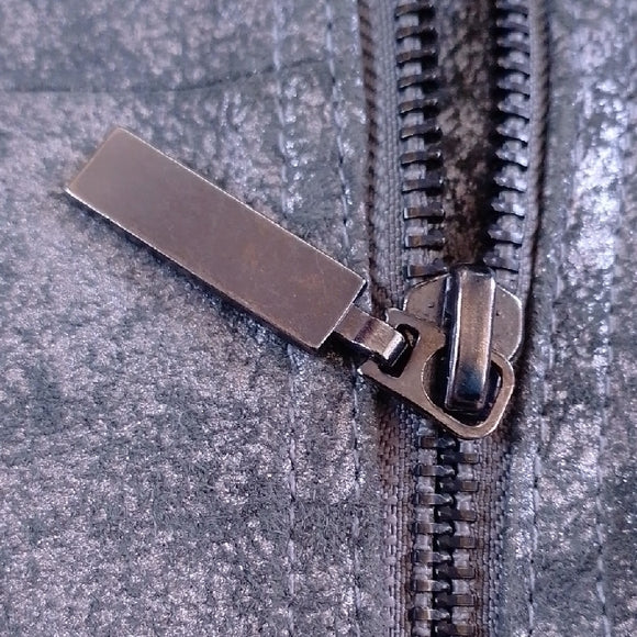 Vintage 90s Metallic Grey Belted Leather Coat