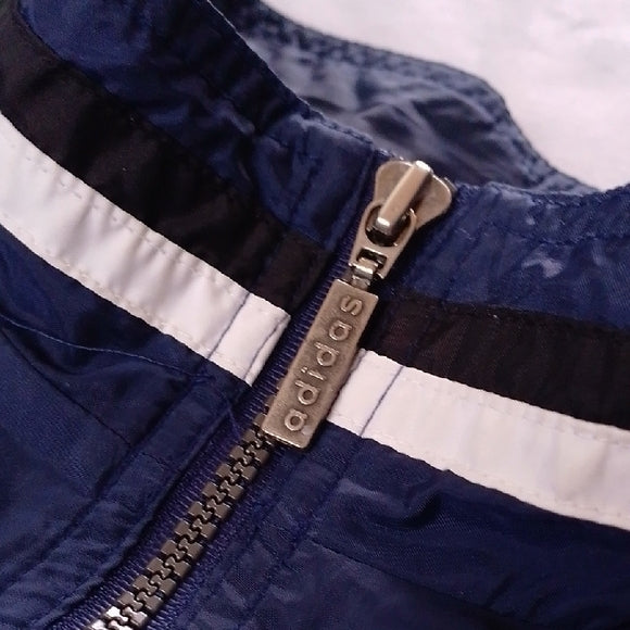 Vintage '90s Adidas Men's Navy and White Windbreaker UNISEX