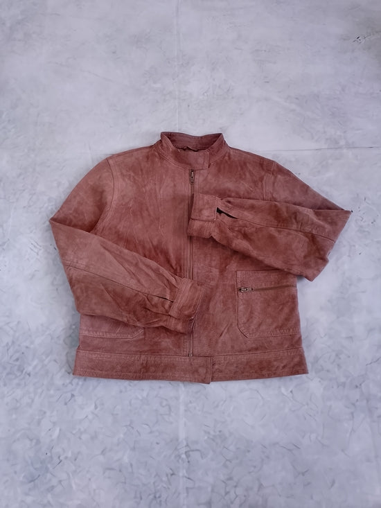 Women’s Suede Zip-Front Jacket - Rose Brown CLEO