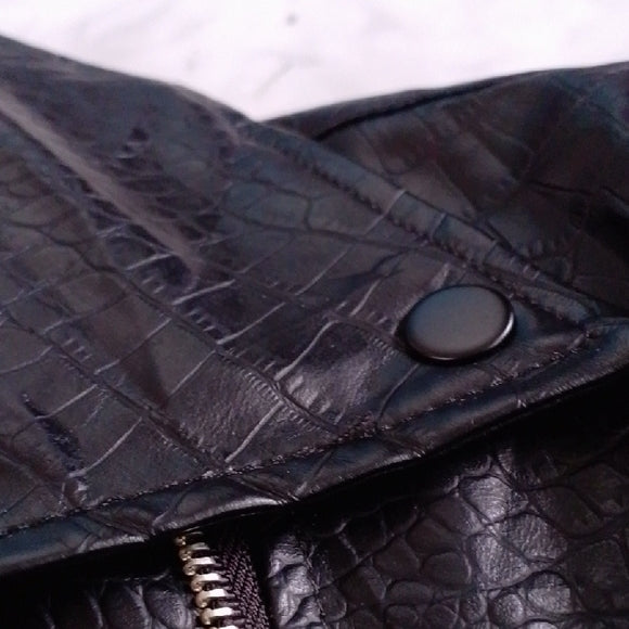 Faux Snakeskin Leather Motorcycle Jacket