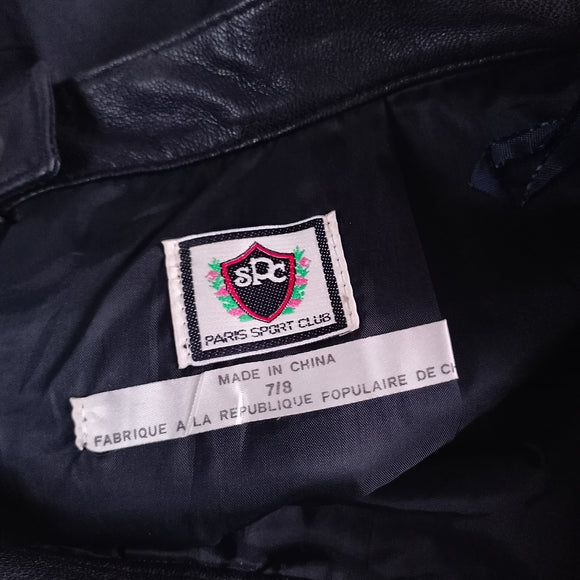 Vintage 90s PARIS SPORT CLUB Black Leather Skirt