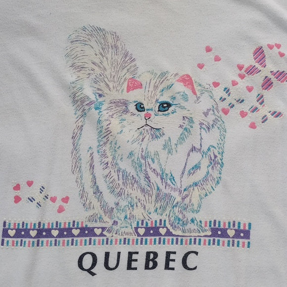 Vintage Quebec Kitty Cat Nightshirt Single Stitch T-Shirt