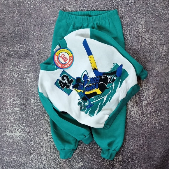 DEADSTOCK Vintage Hockey Themeed Atheltic Boys Sweater And Pants