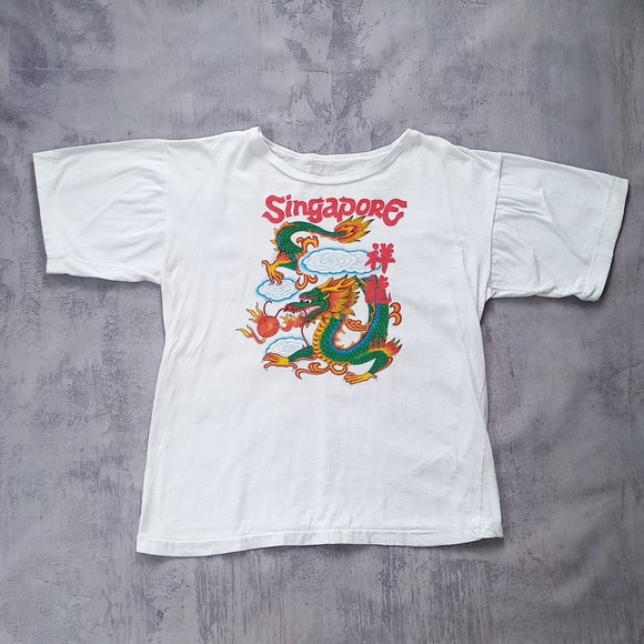 VINTAGE 90s Singapore Flying Dragon Single Stitch T-Shirt