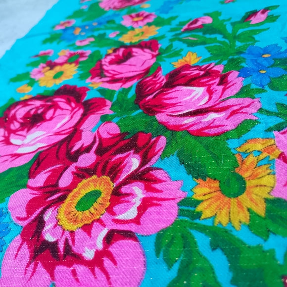 Kokum / Kookum Ukrainian Style Scarf Light Blue Floral Square Scarf Indigenous