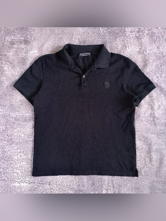 Alexander McQueen Black Polo Shirt with Skull Embroidery