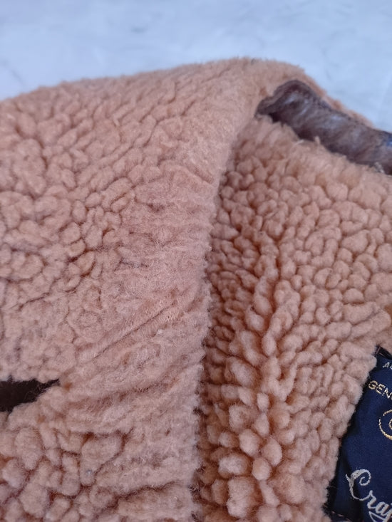 Vintage Leather/Suede Sherpa Double-Breasted Casual Overcoat Craft Of Canada