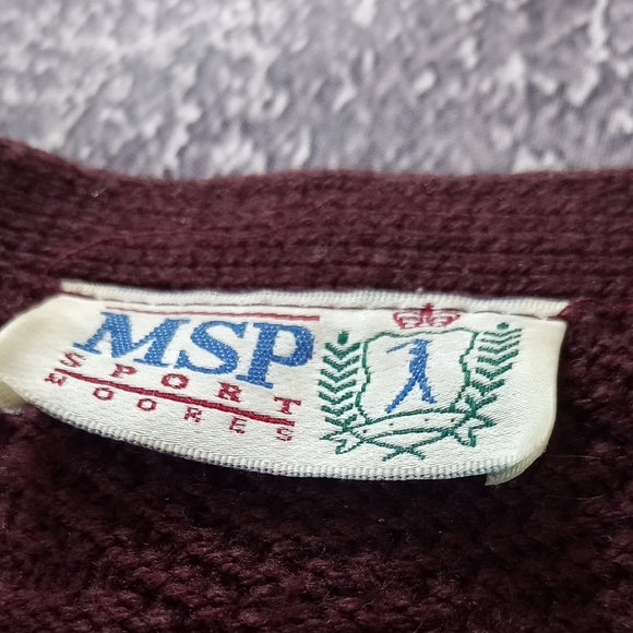 Vintage MSP SPORT MOORES Maroon Cardigan Sweater