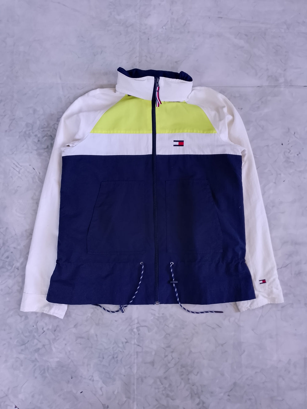 Tommy Hilfiger Men’s Colorblock Windbreaker Jacket - Navy, White & Lime