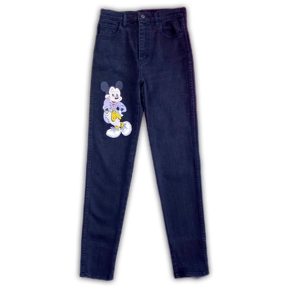 Vintage Mickey Mouse Black Denim Jeans UNISEX