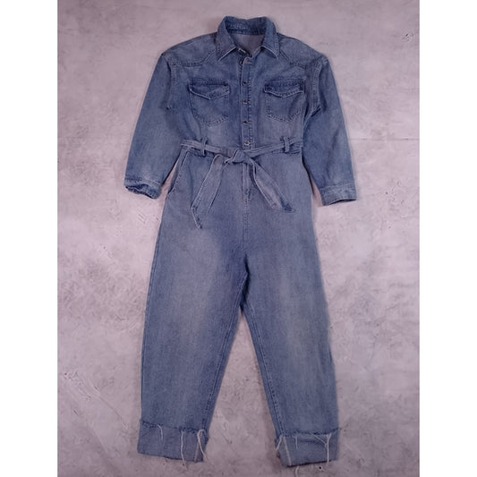 Denim Jumpsuit with Belt Workwear