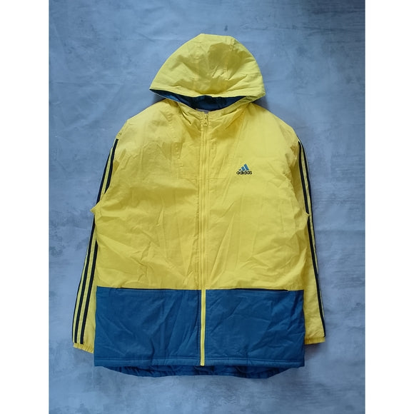 VINTAGE 90s ADIDAS YELLOW ESSENTIAL WINTER JACKET WITH HOOD