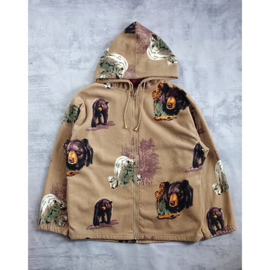 Vintage Y2K Bears Wildlife ZipUp Sweater