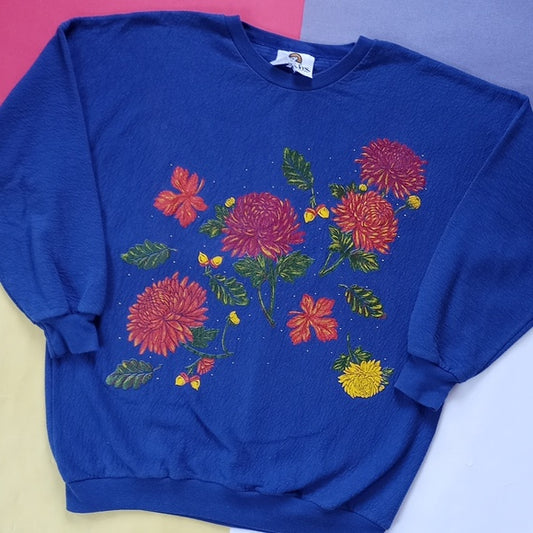 Vintage 90s Floral Flowers Sloppy Joes Sweater Unisex