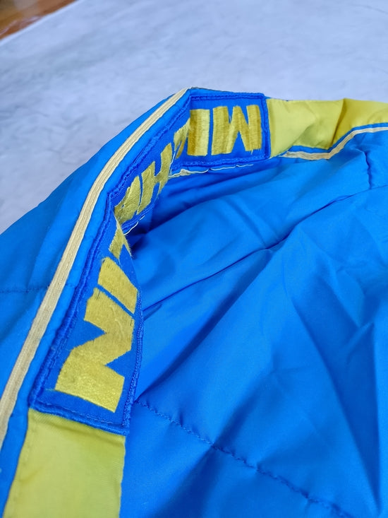 Vintage 70s Mens Large Michelin Man Tires Striped Full Zip Puffer Jacket USA