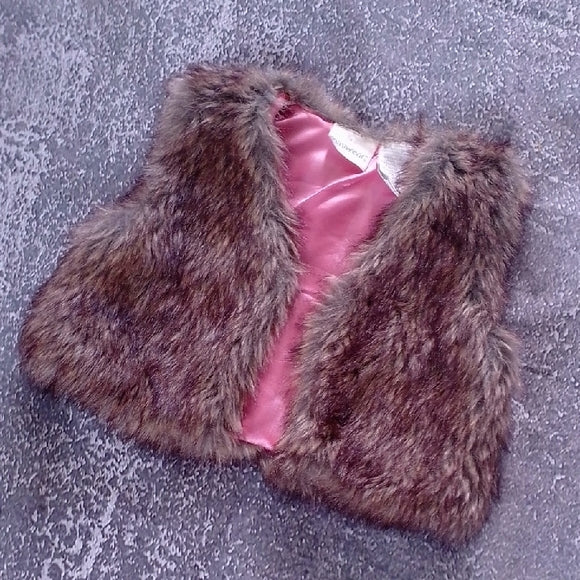Chic Faux Fur Vest for Kids - Brown and Pink