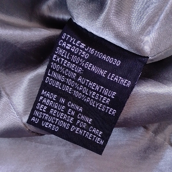 Vintage 90s Metallic Grey Belted Leather Coat