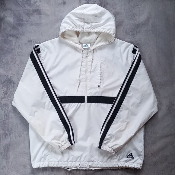 Vintage 90s ADIDAS Windbreaker Jacket WHITE