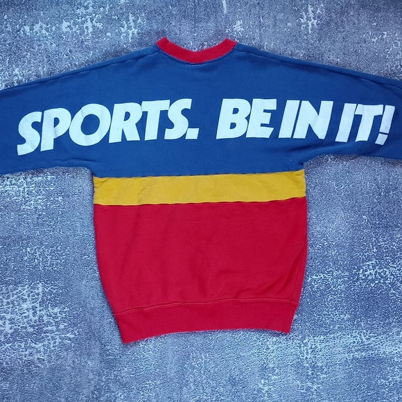 Vintage 90s NCAA Descente SPORTS. BE IN IT! FUNKY COLOUR BLOCK Crewneck Sweater