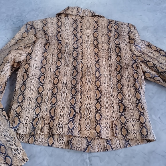 Women's Snake-Print Faux Leather Moto Jacket