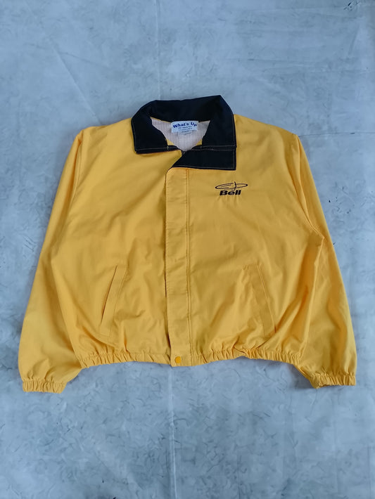 Vintage BELL CANADA Yellow Windbreaker Jacket with Black Collar