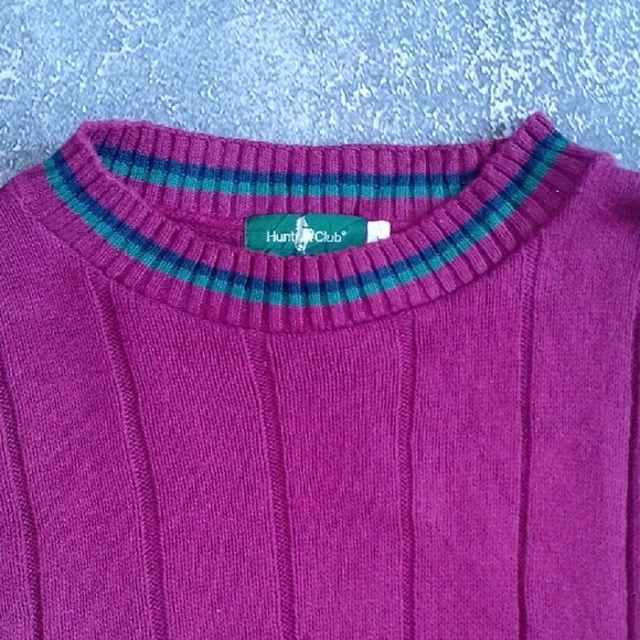 Vintage 90s HUNT CLUB Maroon Ribbed Knit Sweater