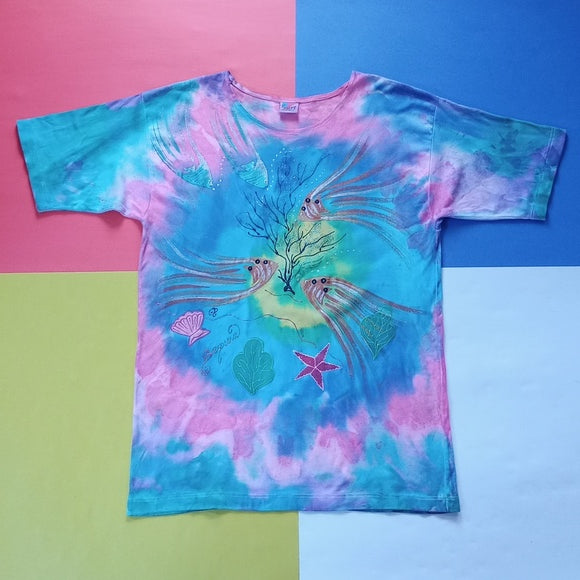 Vintage 90s Fish & Seascape Tye Dye T-Shirt