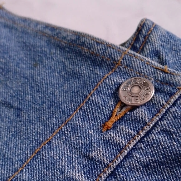 Vintage 90s Denim Overalls with Boxer America Logo Patch Workwear Unisex