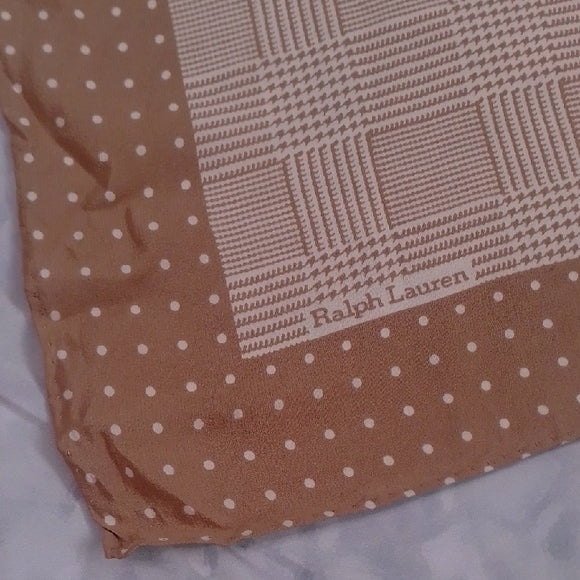 Vintage Ralph Lauren Silk Scarf – Brown & Tan – 34”