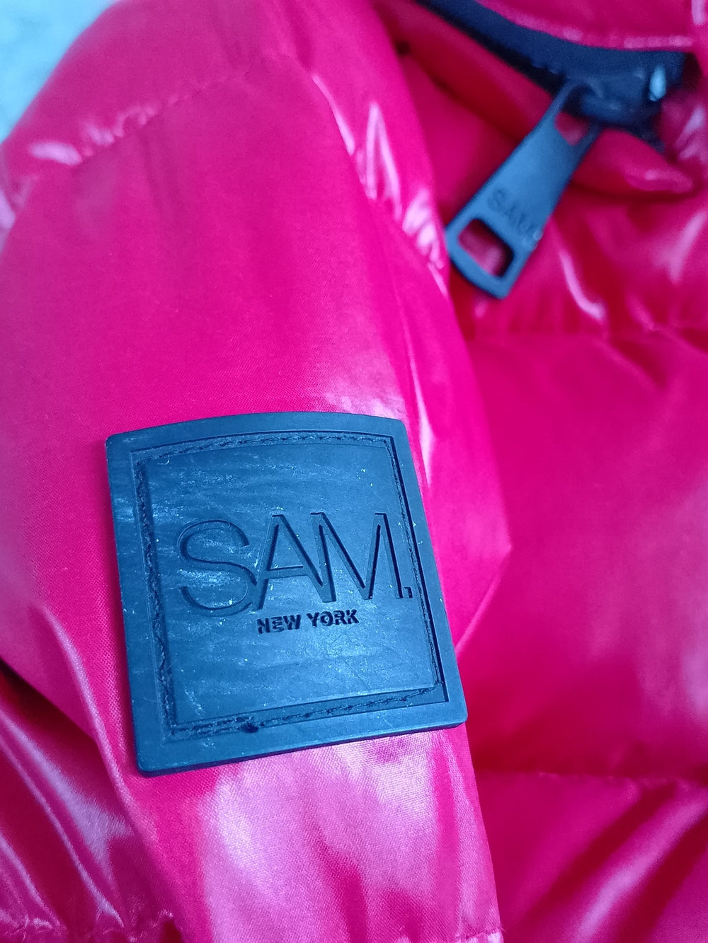 SAM. NEW YORK Red Puffer Down Hooded Jacket