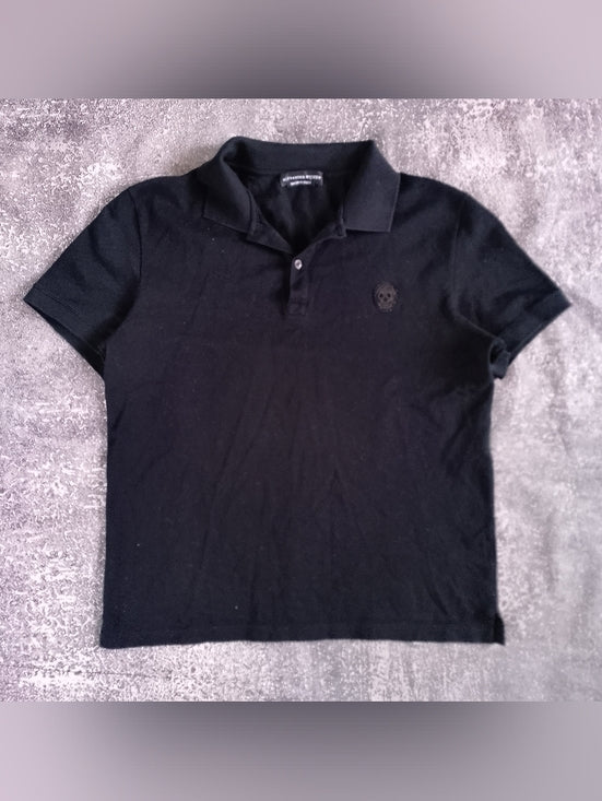 Alexander McQueen Black Polo Shirt with Skull Embroidery