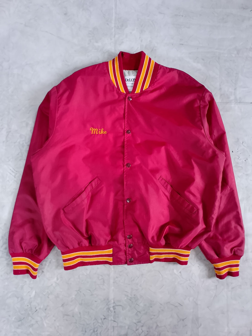 Vintage 90s MIKE Tinley Park Football Satin Jacket - Red with Gold Trim