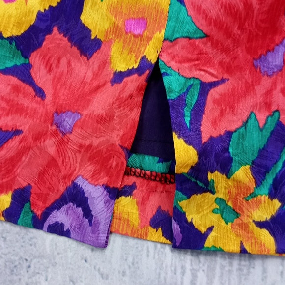 Vintage 1990s Floral Silk Skirt