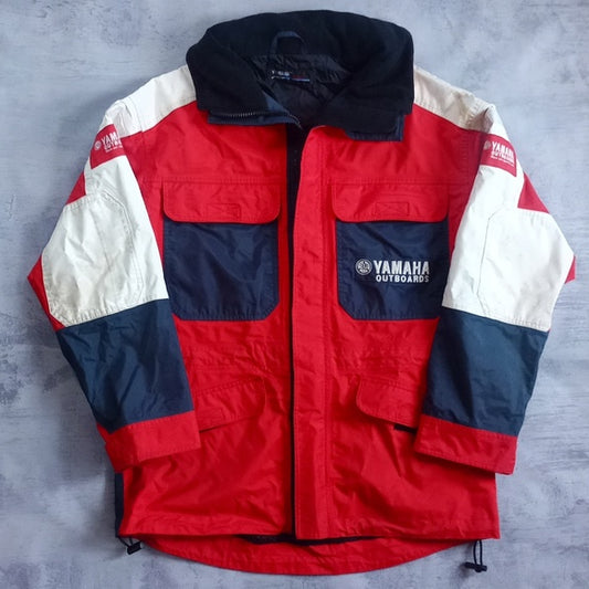 Vintage 90s Yamaha Outboards Colour Block Jacket Waterproof