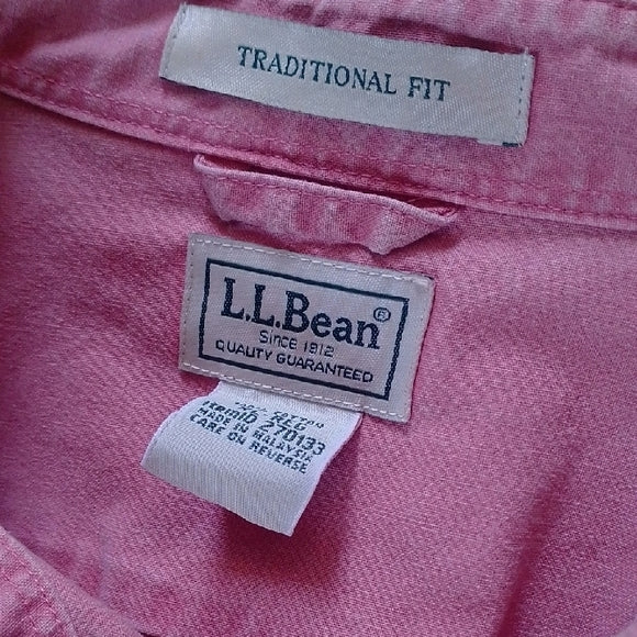 L.L. Bean Men's Casual Pink Button Down Shirt
