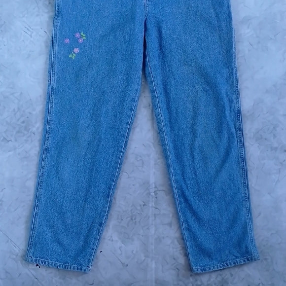 GAP Floral Embroidered Denim Overalls Workwear
