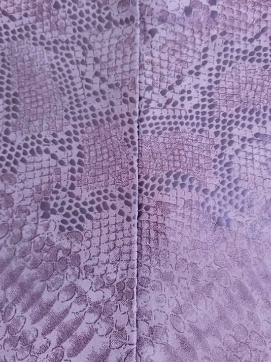 Flared Lace-Pattern Mini Skirt in Mauve Faux Snakeskin