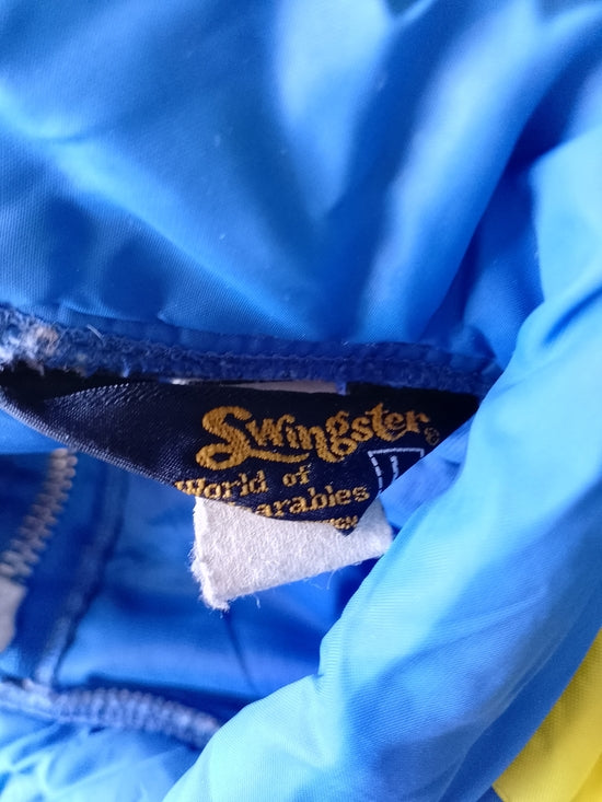 Vintage 70s Mens Large Michelin Man Tires Striped Full Zip Puffer Jacket USA