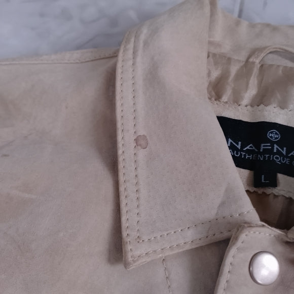 Women’s Beige Suede Trucker Jacket - NAF NAF