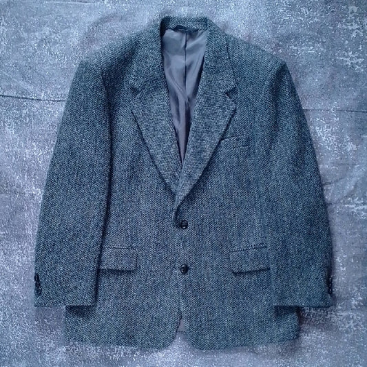 VINTAGE 80s HARRIS TWEED HANDWOVEN WOOL BLAZER 0296903